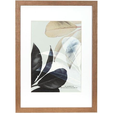Cadre photo bois marron A3 avec passe-partout A4, fixation murale, 45 cm (1/5)