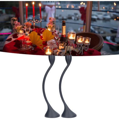Bougeoir en métal, haut, de style européen, romantique, simple, porte-bougie rétro pour dîner aux chandelles, noir, ornement haut de gamme de style nordique. (1/5)
