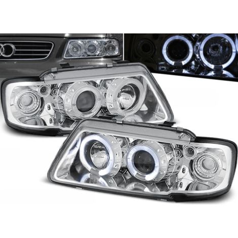 Paire de feux phares Audi A3 8L de 1996 a 2000 Angel eyes chrome-27360969 (1/2)