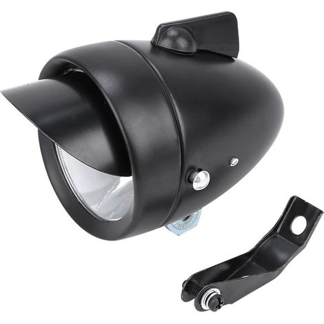 Phare avant vélo rétro LED super lumineux avec visière, feu de tête pour vélo vintage, éclairage cycliste classique (1/5)