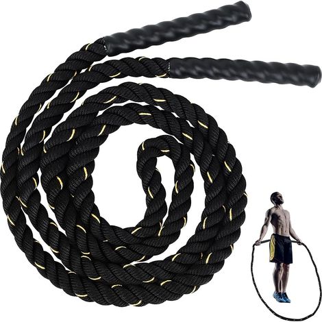 Corde a Sauter Sport, 3 Mètres Corde à Sauter Adulte de Boxe Lestée pour Exercices Intenses, Fitness, Boxe, Équipement D'entraînement, Renforcement Musculaire (1/5)