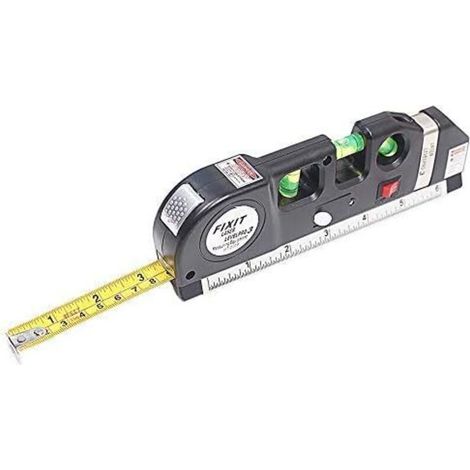 Niveau Laser - 4 En 1 Avec Ligne Verticale Et Horizontale - Bande Laser Croisée - Mètre Ruban Intégré 2,5 M - Pour Travaux De Pose Et De Réglage (1/5)
