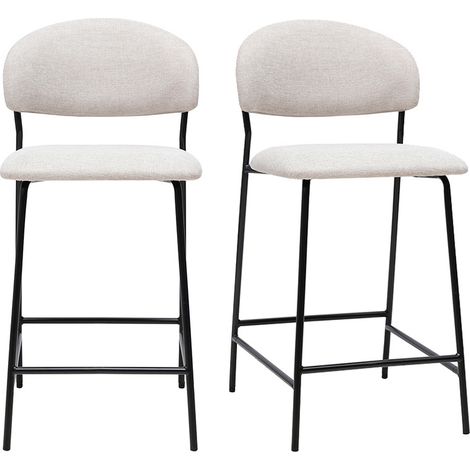 Sgabelli da bar in tessuto effetto velluto beige testurizzato H64 cm (lotto di 2) BENTA