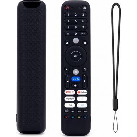 Stoßfeste schwarze Silikonhülle für TV-Sprachfernbedienung, kompatibel mit CHiQ L32FM10V und U65M10F (1/5)