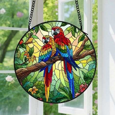 12.5cm Suspension en Vitrail Élégant, Attrape-Soleil Minimaliste Unique pour Maison, Cadeau Fête des Mères, Fête des Pères (1/5)