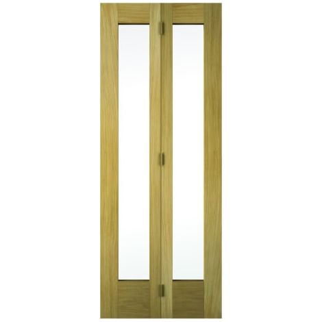 Oxford Fully Glazed Oak 2 Panel Internal Bi-Fold Door - 1981mm x 762mm (1/3)