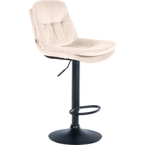 Sgabello alto x1 per cucina e bar con seduta in morbido velluto color crema e struttura in metallo nero 100005691