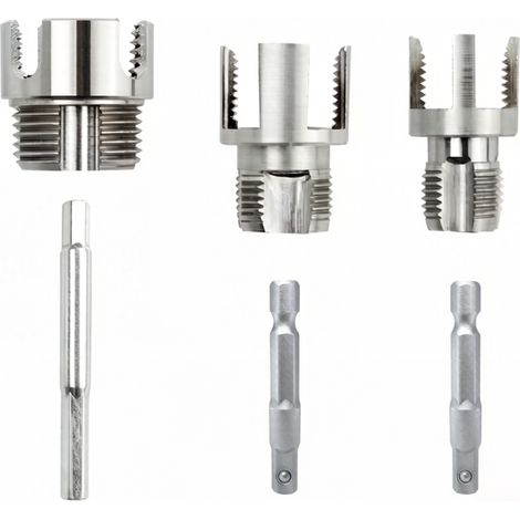 Kit de 3 outils de filetage pour tuyaux Irovami - 1/2", 3/4", 1", filetage intérieur/extérieur, compatible PPR/PVC/plastique, embout hexagonal 1/4" (1/5)
