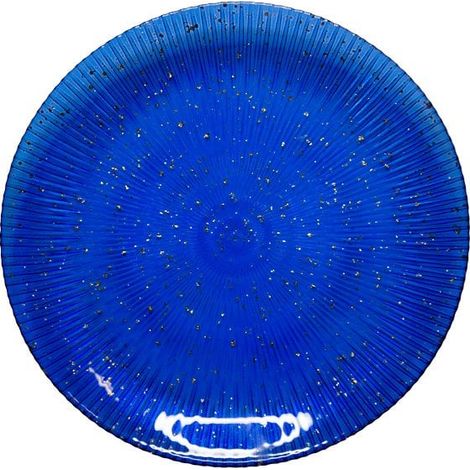 Assiette à dessert en verre bleu pour présentation de table et pâtisseries 21 x 21 x 2 cm - PANGIVO (1/4)