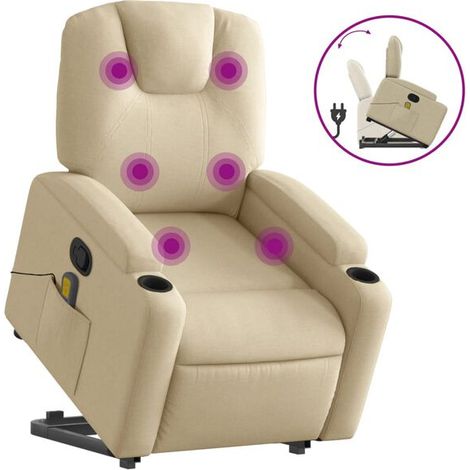 Fauteuil de massage inclinable en tissu beige (1/5)