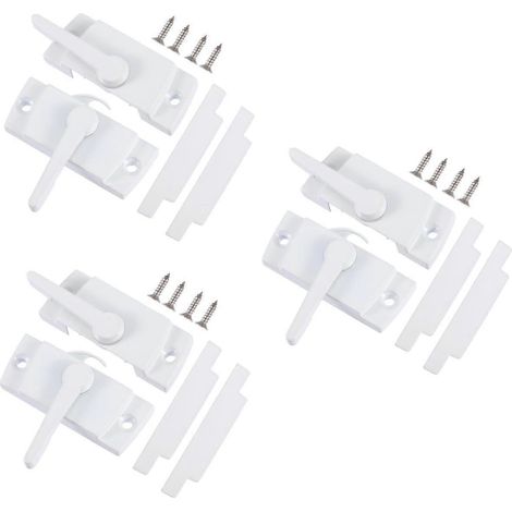 Set mit 6 Schiebetürschlössern aus robuster Zinklegierung, einfach zu montieren. Sicherheitsschloss für Fenster, ideal für Wohnungen, Büros und Hotels. (1/5)