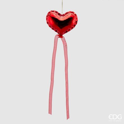 EDG Enzo De Gasperi Decorazione di Natale Palloncino Cuore Vetro D 12 Cm Red