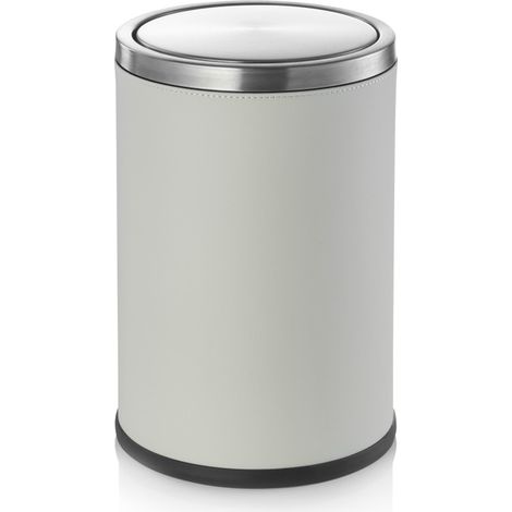 Poubelle Ø 20 cm 9 ltr beige inox similicuir - Was Germany (1/2)
