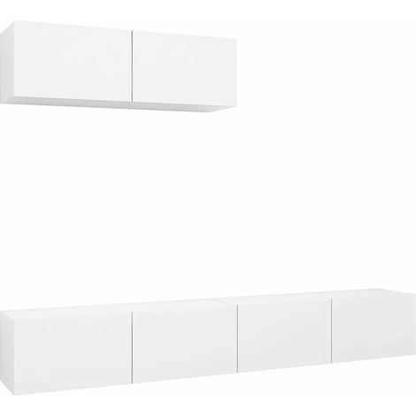 vidaXL Set de muebles de salón TV 3 piezas madera de ingeniería blanco (1/2)
