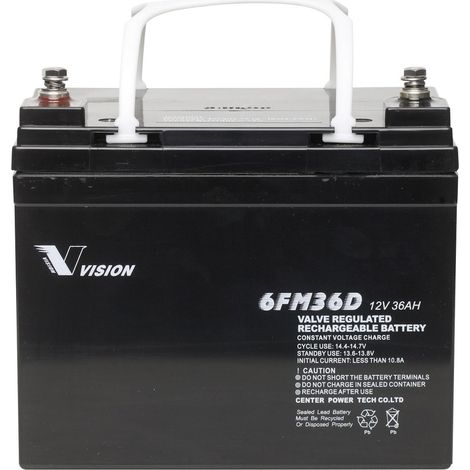 Vision Akkus 6FM36DX Bleiakku 12 V 36 Ah Blei-Vlies (AGM) (B x H x T) 195 x 155 x 130 mm M6-Schrauba