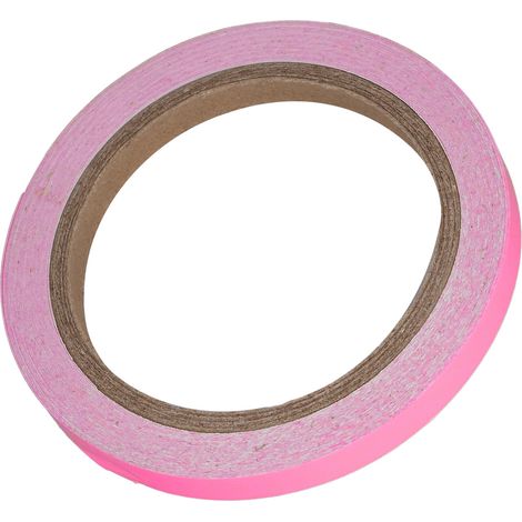 Ruban fluorescent phosphorescent de 10 m de long, rechargeable sous lumière UV, pour murs lisses et escaliers. Largeur : 20 mm (0,79 po). Couleur : rose. (1/5)