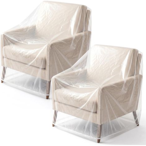 Housse de protection transparente pour chaise de jardin, imperméable et indéchirable, pour chaises empilables, balcon et terrasse, et réutilisable, sans enlever visible, avec ourlet élastique (1/5)