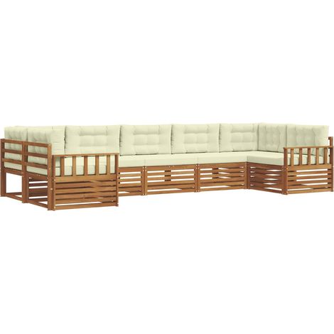 Outdoor-Sofagarnitur mit Kissen 7 pcs Natur und Creme vidaXL (1/5)