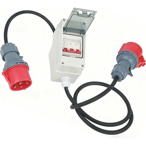 Adaptateur CEE mâle 32 A vers femelle 16 A, câble de raccordement avec fiche, 5 broches 400 V, adaptateur courant fort, IP 44, rallonge de 1 m, utilisé pour connecter des appareils électriques, etc (1/5)