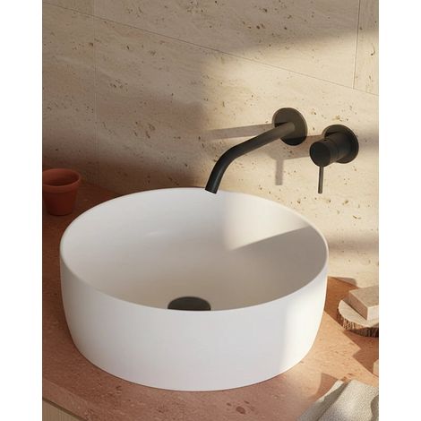Lavabo 40 cm da appoggio Torino solid surface bianco opaco (1/4)