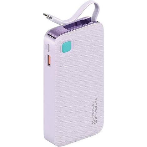 USAMS Powerbank mit einziehbarem USB-C-Kabel, 10000 mAh, PD 20W Schnellladung, XY-Serie, Lila, 10KCD22403 (US-CD224) (1/5)