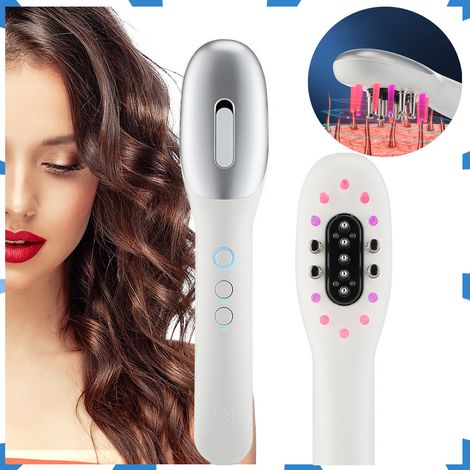 JSSEVN-Brosse de Massage Électrique Pour le Cuir Chevelu, Brosse de Massage Portable Pour la Tête à Lumière Rouge et Bleue, Microcourant EMS et Vibration (1/5)