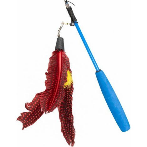 Yarro  Giocattolo per gatti  Canna da pesca con manico telescopico e piume rosse 20/52/36-96cm - Canna da pesca con manico telescopico e piume rosse 20/52/36-96cm (1/2)