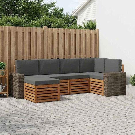 vidaXL Ecksofa Set mit Kissen 6 pcs Natur und Anthrazit (1/5)