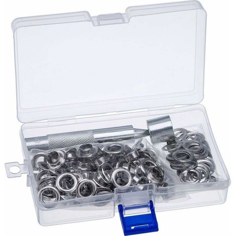 Kit de Grommets Eyelets Outils,Trousse à œillets pour Bâche 12mm Grommets Kit Oeillets Eyelets Metal avec Outils Oeillet,pour bâche, bagages, cuir, carnet de motifs, étiquette, chaussures (1/5)