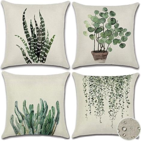 Taies d'oreiller pour plantes d'extérieur. housse de coussin décorative imperméable. ensemble de 4 taies d'oreiller d'intérieur et d'extérieur vertes (18 x 18 pouces) (1/4)