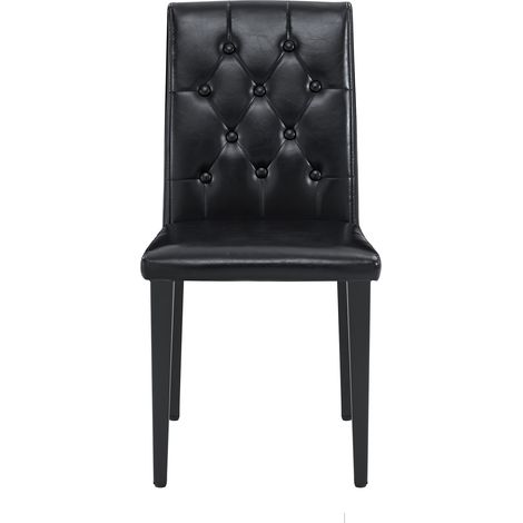 Essgruppe mit rundem Glastisch Ø 85 cm und 4 PU-Esszimmerstühlen, Schwarz Transparent - PANGIVO (1/5)