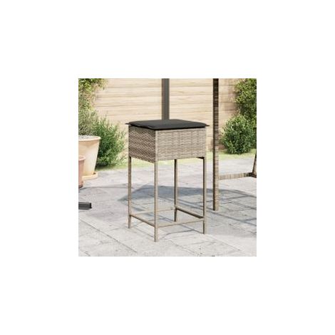 Tabourets de bar jardin avec coussins lot de 2 gris clair rotin (1/5)