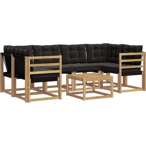 Outdoor Sofa Set with Cushion 7 pcs White and Black vidaXL (1/5)