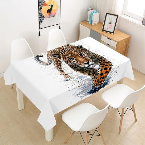 3D Rectangular Tablecloth, Waterproof Stain-Resistant Tablecloth, Leopard Print Polyester Fabric Tablecloth for Dining Room/Garden/Outdoor/Birthday (Graffiti Painting, 60x60cm) (1/5)