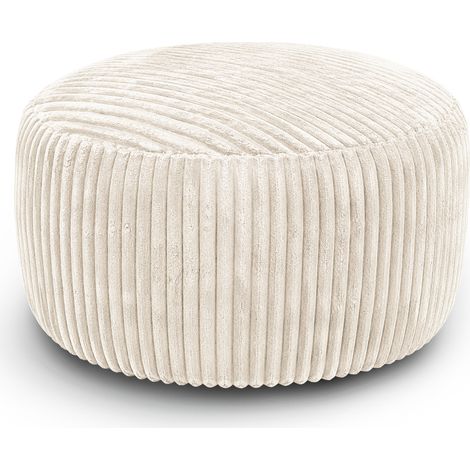 Pouf sacco oversize 4FT in velluto a coste bianco con imbottitura in memory foam HOMVRA (1/5)