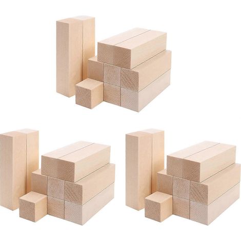 Grand Carving Bois Blocks (Lot de 30) 4 X 1 X 1 Inches Unfinished Basswood Project Craft kit DIY Hobby ensemble pour Beginners (1/5)