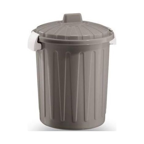 Pattumiera bidone con Coperchio Chiusura a Ganci Colore Tortora 23 litri