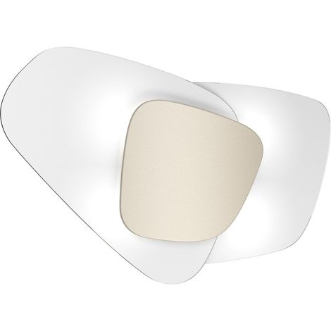 Plafoniera vetro top light strategy 1196 plp e27 led lampada soffitto parete, finitura metallo sabbia
