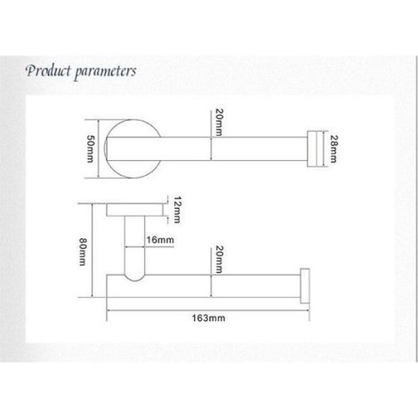 Porte-papier toilette - - Acier inoxydable SUS304 - Noir - Installation verticale/horizontale - 160x90x55mm (1/5)