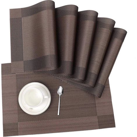 Sets de table antidérapants et lavables en vinyle PVC résistant à la chaleur, durables et écologiques pour un usage quotidien, à séchage rapide. (1/5)