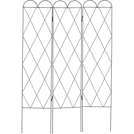 Set di 3 tutori in metallo decorativi per piante rampicanti giardino 160 x 40 x 40 cm in acciaio arrugginito 130010575