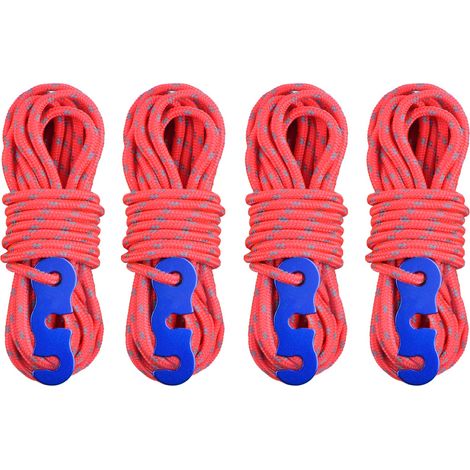 Corde de Tente Réfléchissante 4 m Corde Nylon Diamètre 3 mm Cordelette Camping avec Tendeur pour Camping Tente Auvent Randonnée Rouge 3mm 4 Pièces (1/5)