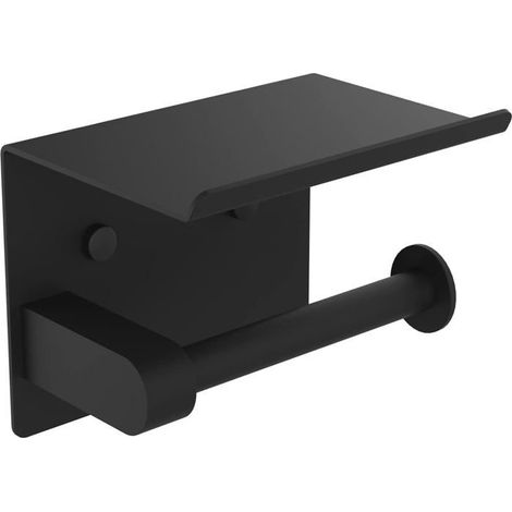 Toilet Paper Holder, Wall Mounted,304 Stainless Steel Toilet Roll Holder, Installation with Screws or 3M Self-Adhesive, Black (1/5)
