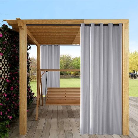 1 Rideau Extérieur Imperméable, Tissu Polyester Anti-UV, Œillet Acier Pour Pergola, Gazebo