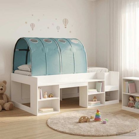 Cama con túnel 3 uds. Blanco y Azul Claro Madera de ingeniería (1/5)