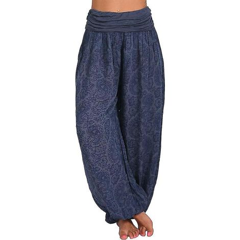 Ali Baba Haremshose für Damen, bedruckt, im Aladdin-Stil, Boho-Look, weites Bein, Yogahose, Übergröße M, Königsblau (1/4)