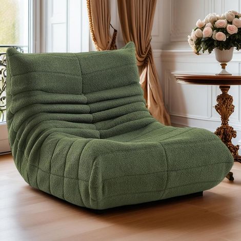 Bodensofa mit ergonomischem Design, Kaminsessel, Lounge-Einzelsessel, Grün (1/5)