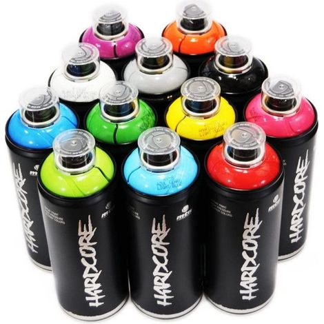 Lot de 12 bombes de peinture - Hardcore MTN - 400ml (1/4)