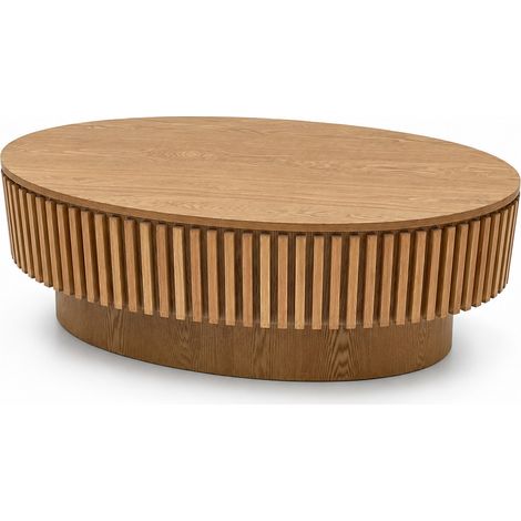 Tavolino ovale 98x60x35 cm in MDF impiallacciato, con vano portaoggetti FloraGrace (1/5)