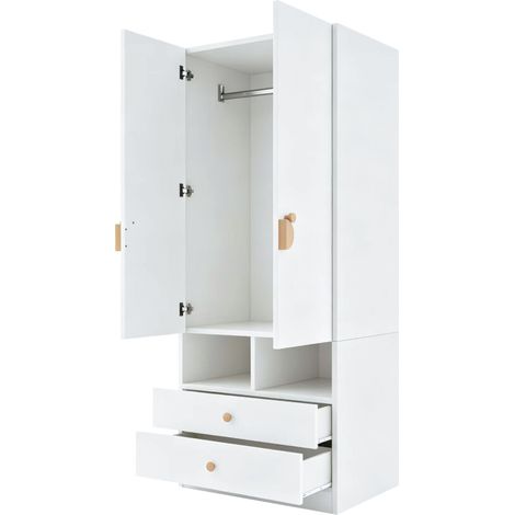 Armario individual blanco 70 x 50 x 170 cm con 2 cajones y compartimentos (1/5)